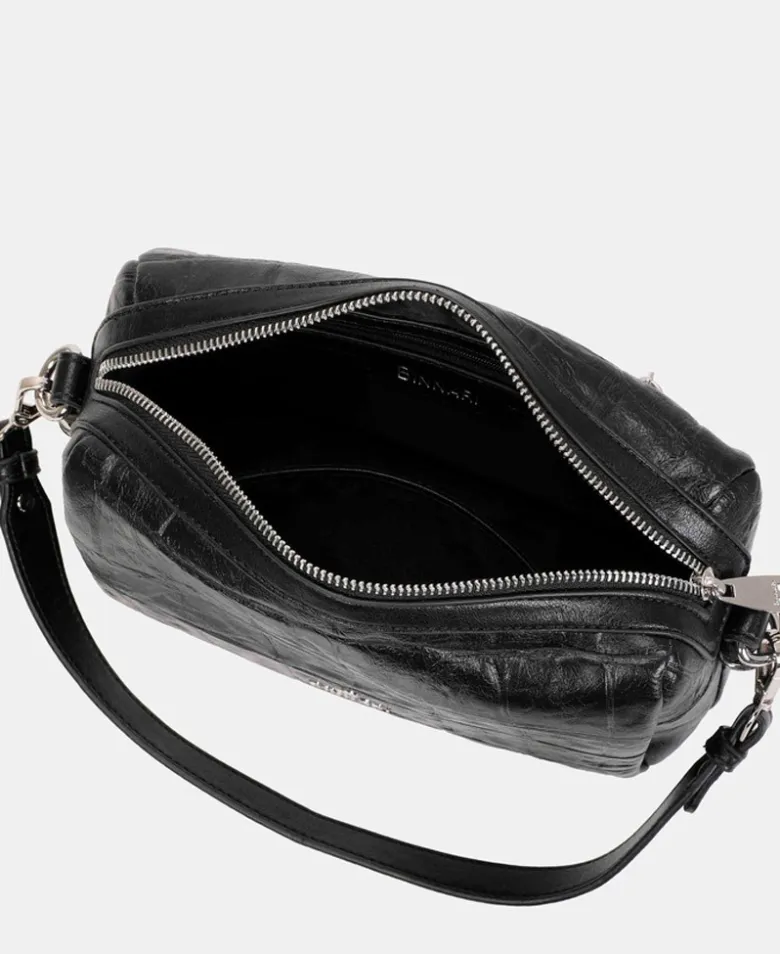 Bolso negro con doble asa Binnari Creta 21262