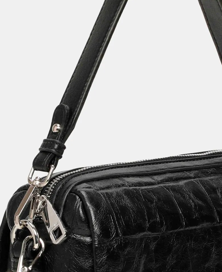 Bolso negro con doble asa Binnari Creta 21262