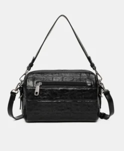 Bolso negro con doble asa Binnari Creta 21262
