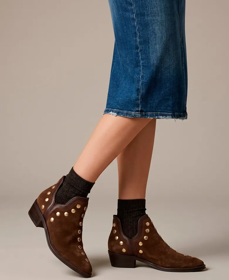 Botines de piel con tacón bajo Alpe 5646