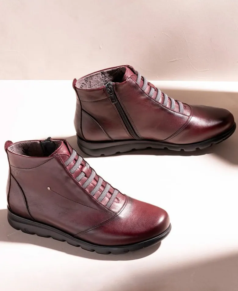 Botínes de piel burdeos Fluchos Susan F0356