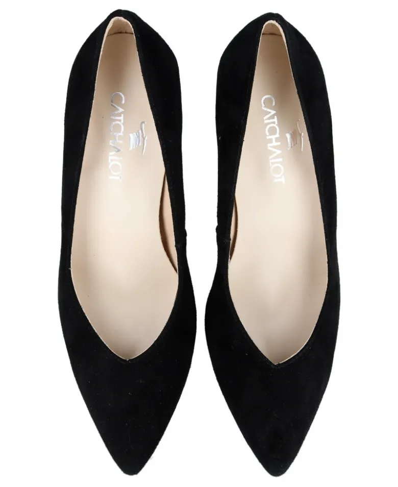 Zapato de salón negro de piel de ante Kissia 742